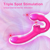 Estimulador de clítoris 3 en 1 con doble motor y vibrador para bragas